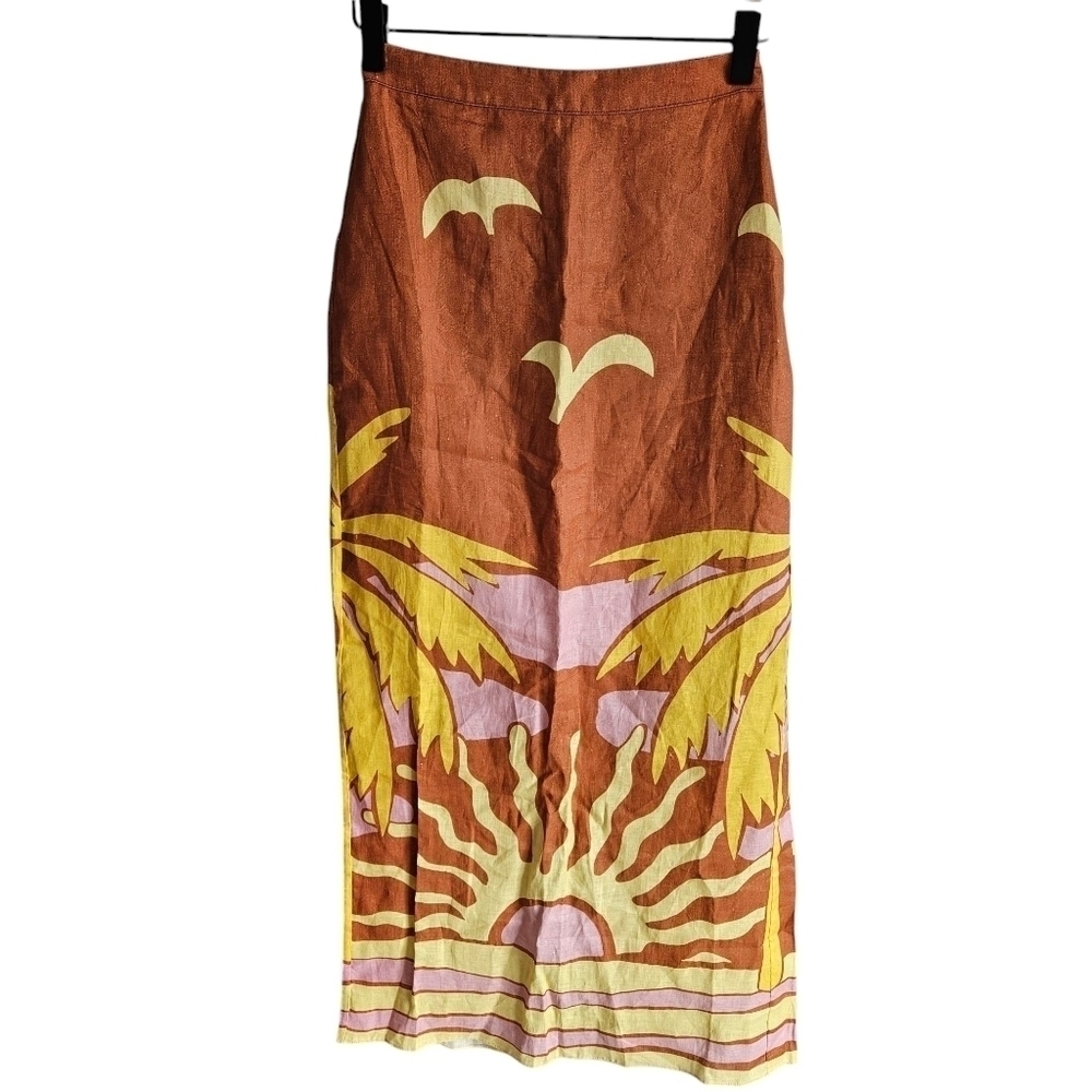 Cala de la Cruz Orange Magda Midi Pencil Skirt NWT - Picture 2 of 14